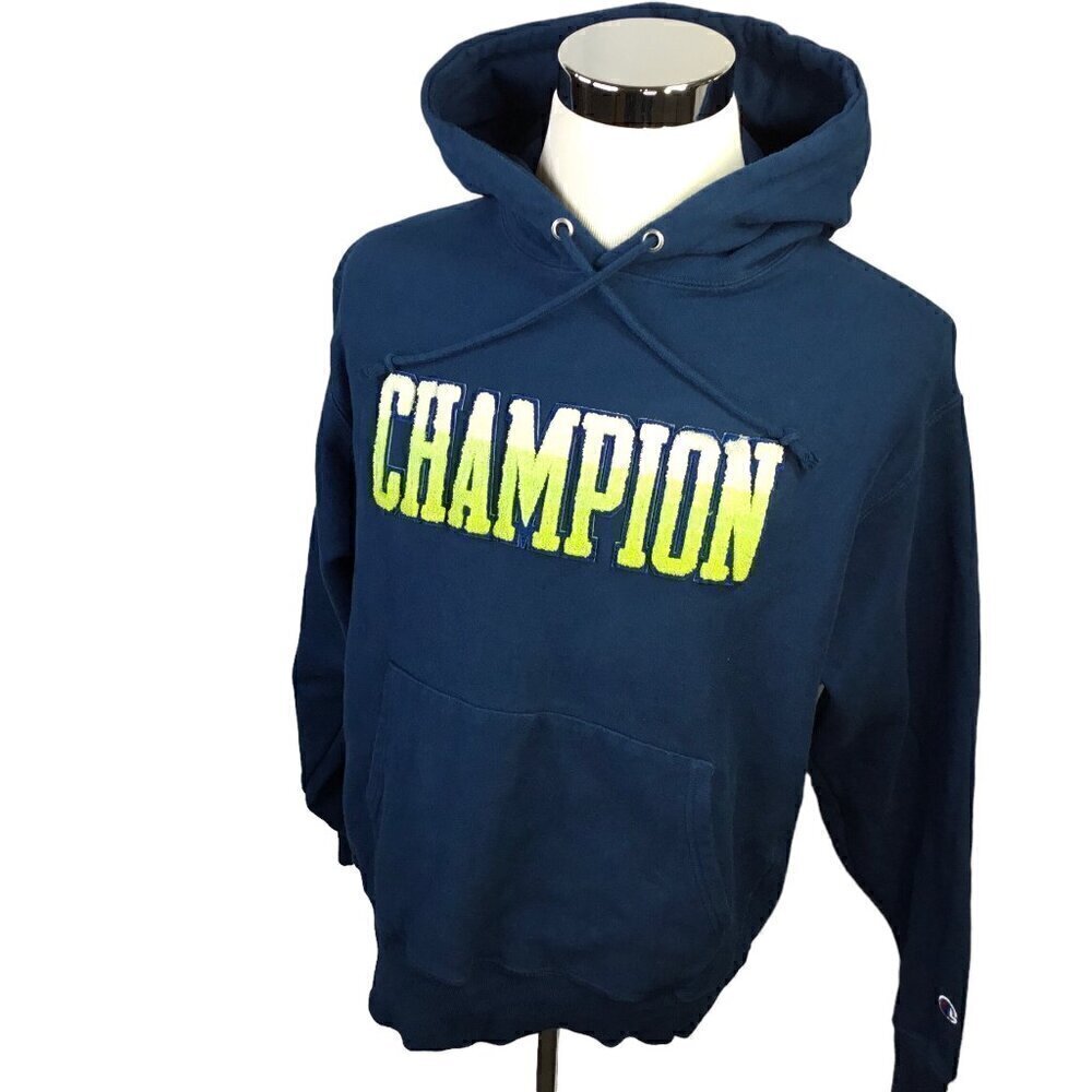 Champion Reverse Weave Hoodie Logo Sweatshirt Jetson Teal Size Large Pullover